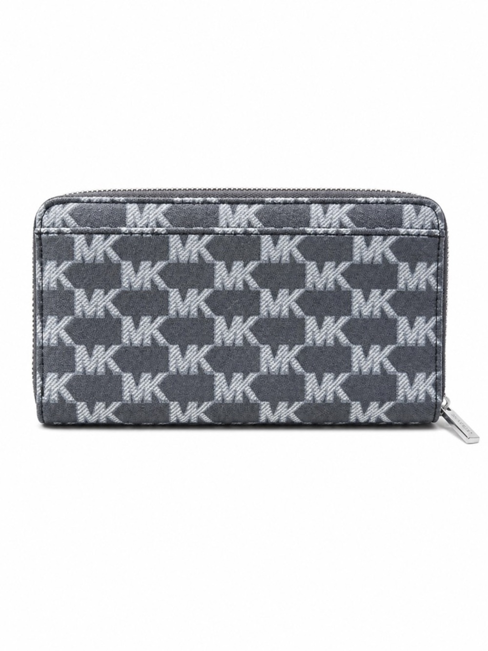 Michael Kors Navy Gray Signature MK Zip-Around Wallet - Picture 2 of 3